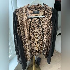 All Saints Beige and Black Patterned Top